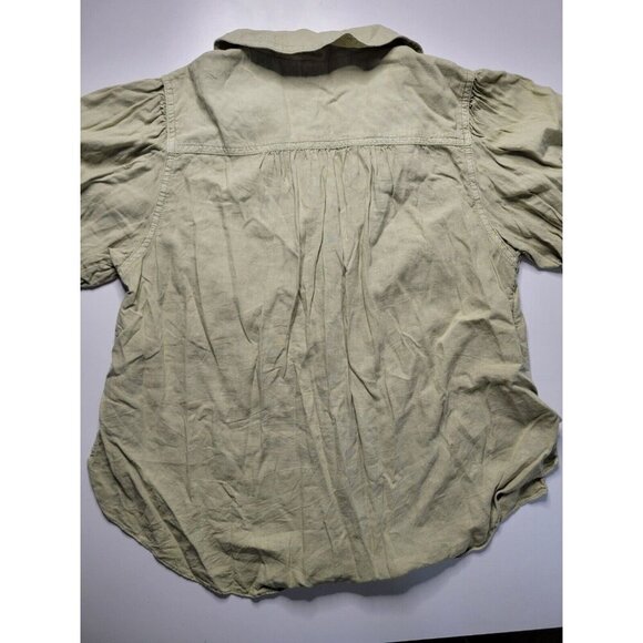 FREE PEOPLE WOMEN'S GREEN ELBOW SLEEVE SAFARI BABE TOP Sz XS - Picture 4 of 4